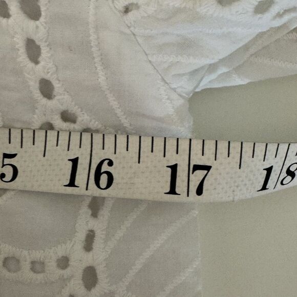 Lilly Pulitzer Women  Astara Palm Tree Eyelet Ruffle Sleeve Top White Sz XS - Picture 9 of 9